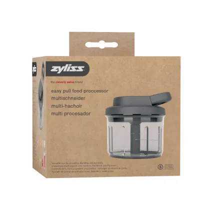 Zyliss Multischneider Easy Pull E910074 | manueller Zerkleinerer 800 ml | 3 Edelstahlklingen | spülmaschinenfest | grau